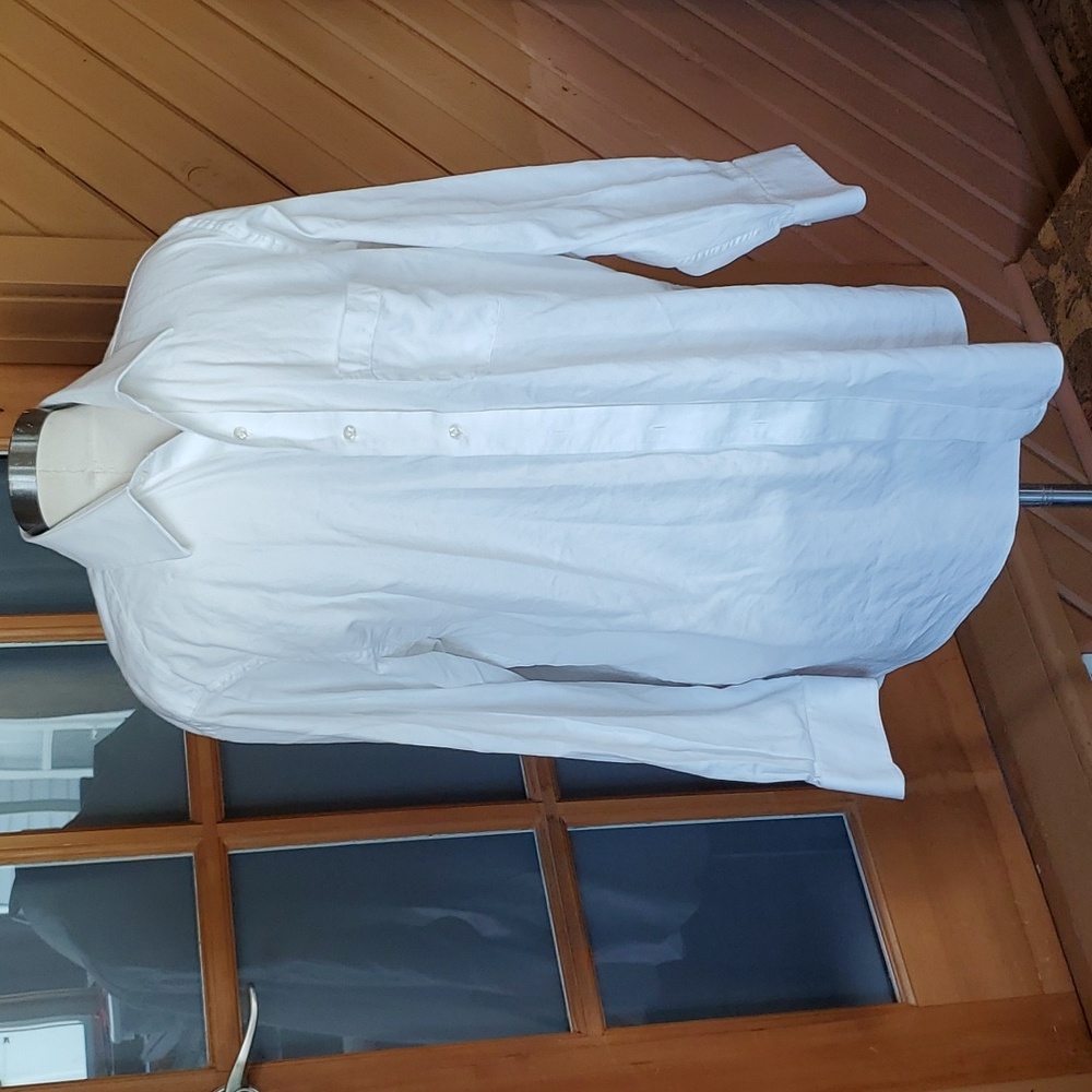 Lorenzouomo 100% Cotton White Oxford Cloth Shirt Size 16.5 32/33
